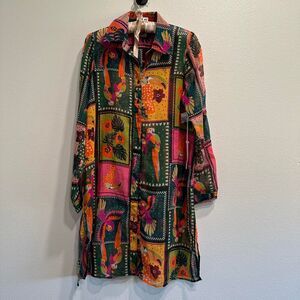 NWT Live-4-truth multicolored boho tropical blouse tunic dress, medium, colorful